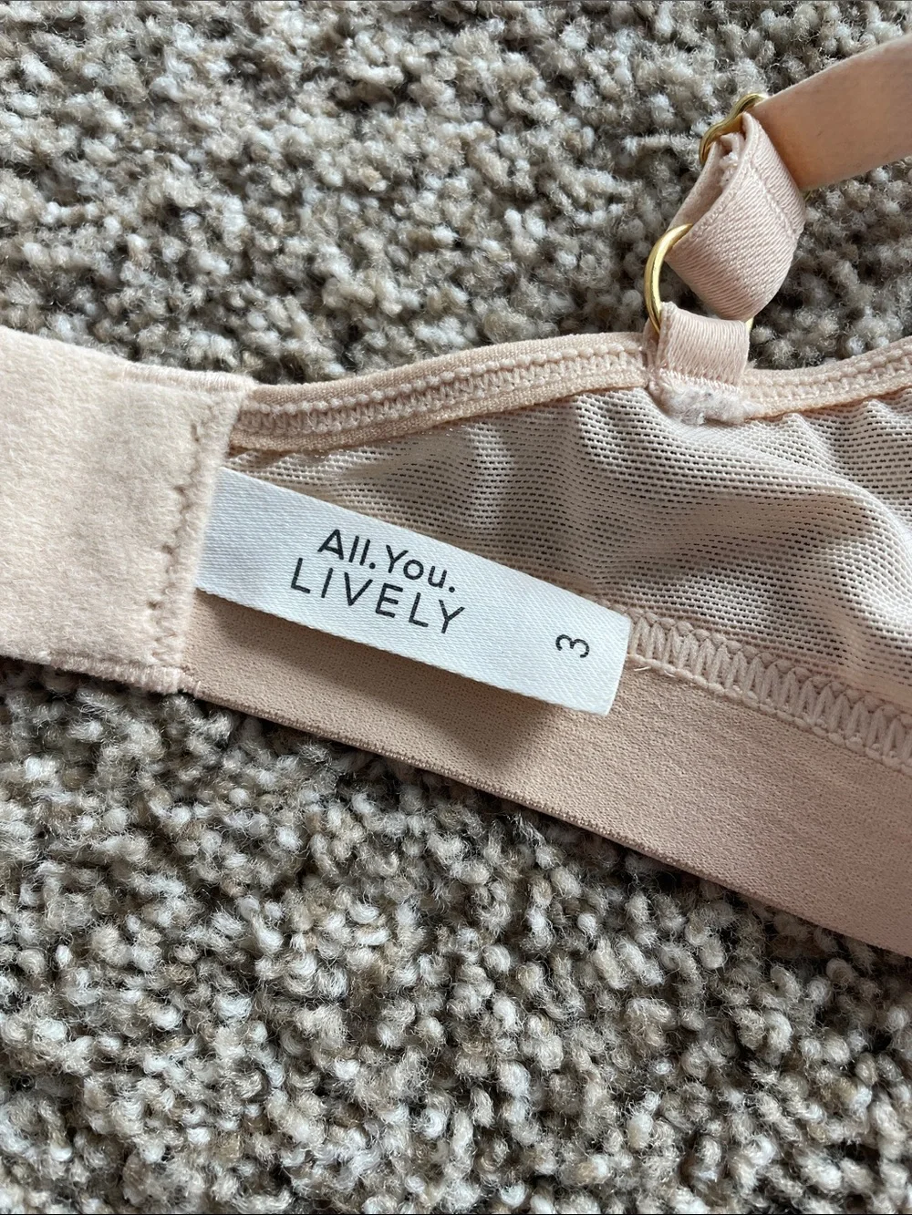 All.you Lively Beige Wireless V-Plunge Everyday Mesh Bra size 3